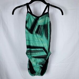 Speedo Swimsuit One Piece Racerback Open Back Thin Straps Competition Training